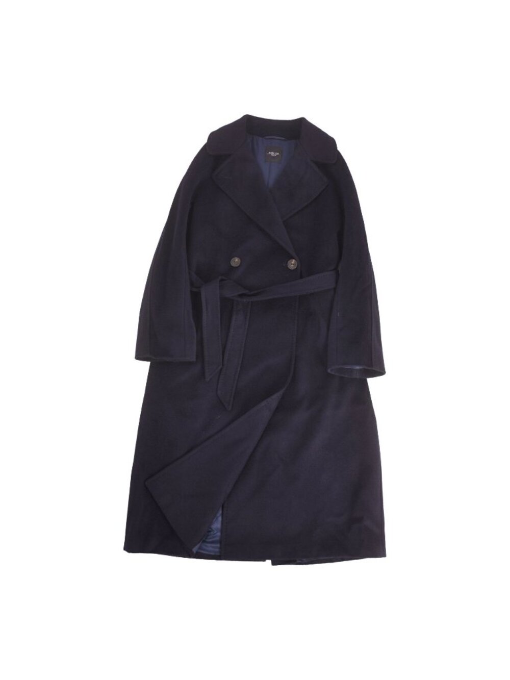 Max Mara Weekend Coat Long with Belt Double Breasted Wool Navy